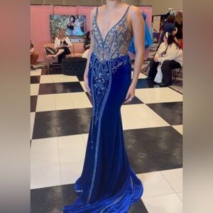 Jonathan Kayne 2958 Embellished Velvet Evening Gown Size 6